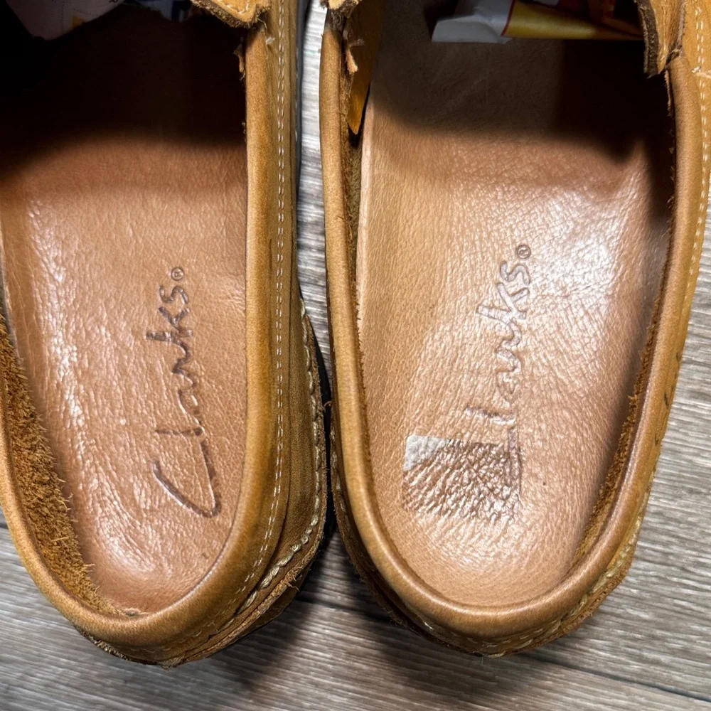 Clarks Men's Brown Leather Slip-On Loafers size 7.5 (s172)